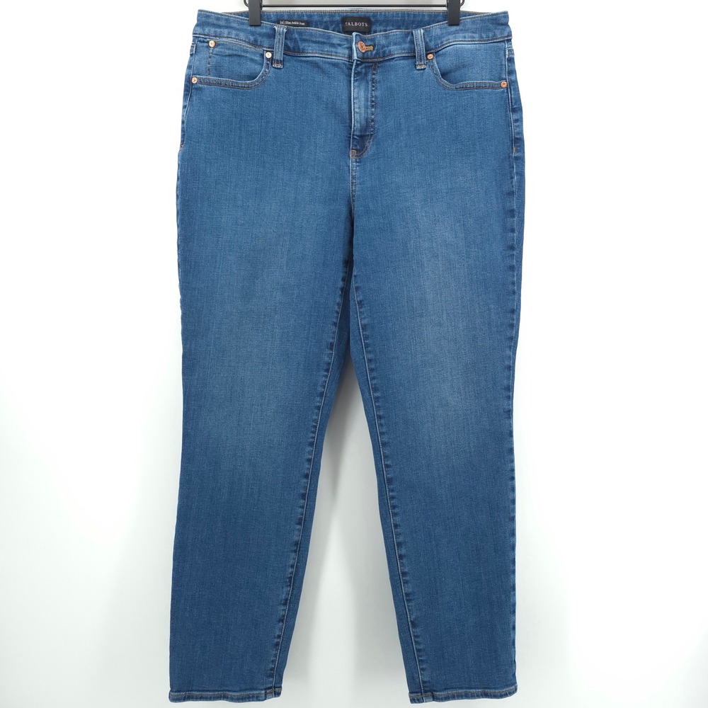Talbots Slim Ankle Jean Womens Pants 14 Blue Charlie Wash Denim